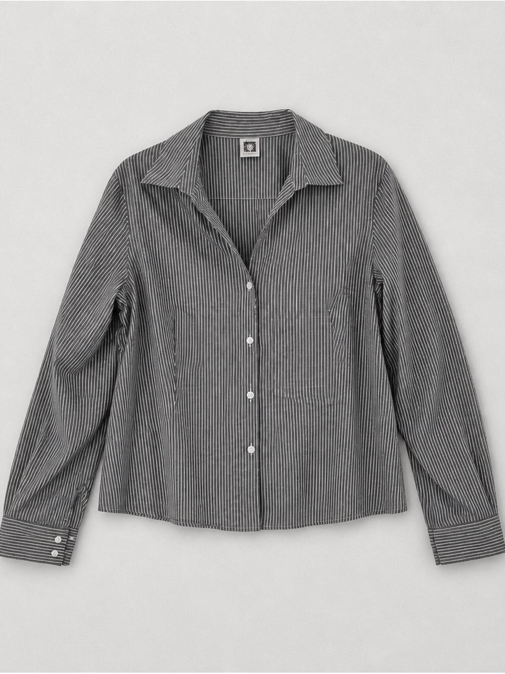 Anne Klein Black & White Striped Shirt Jacket Approx. Size Large 100% cotton